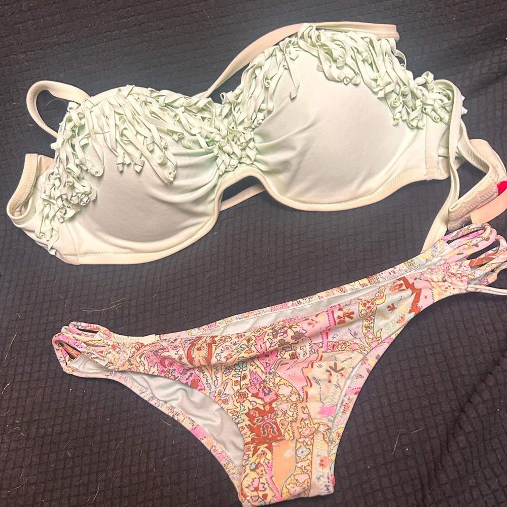 Victoria's Secret Mint Green and Multicolor Bikini Set